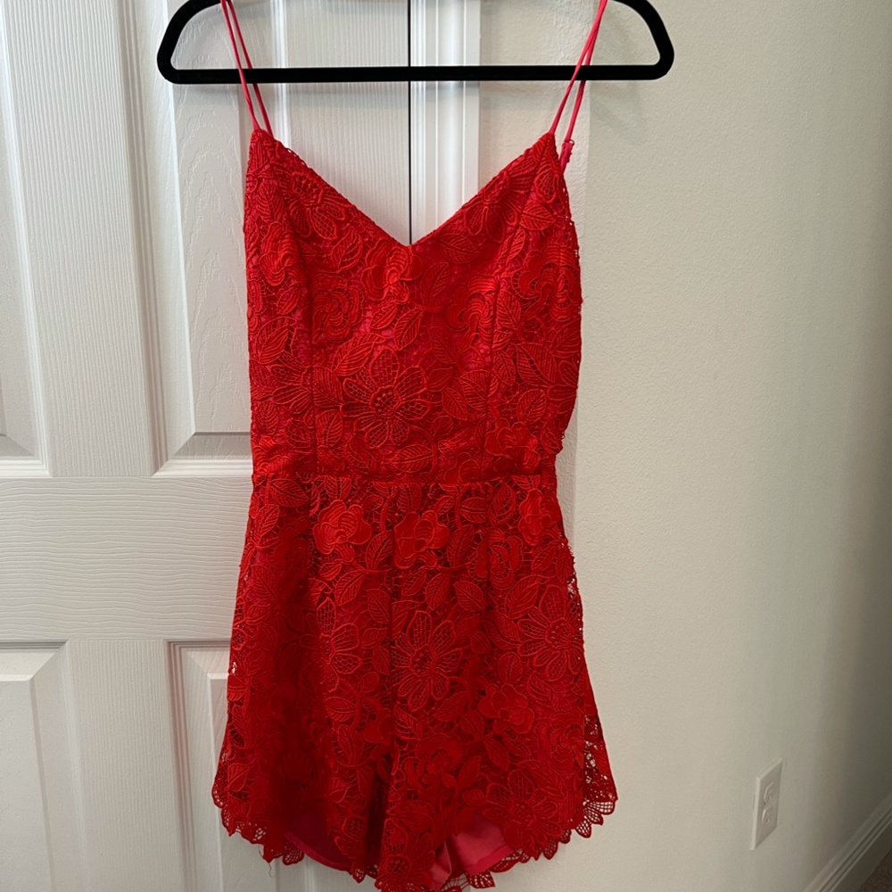 Red "Lovers + Friends" Romper